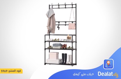 Multifunctional 3-Shelf Shoe Organizer Rack with 8 Hooks - dealatcity store