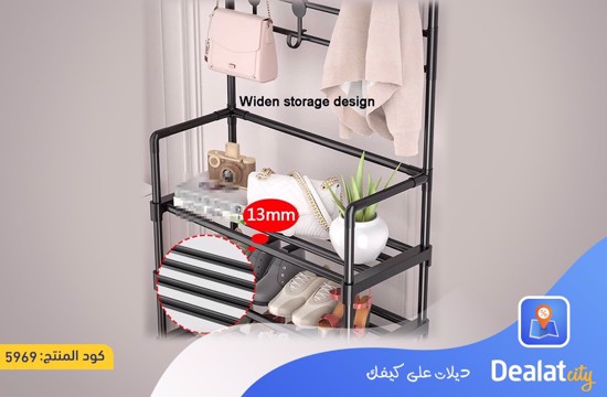 Multifunctional 3-Shelf Shoe Organizer Rack with 8 Hooks - dealatcity store