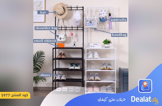 Multifunctional Shoe Organizer Rack with 5 Shelves and 8 Hooks  Waterproof