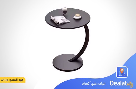 Wooden Round Sofa Side Table with Modern C Shape Design