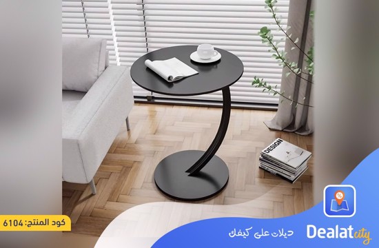 Wooden Round Sofa Side Table with Modern C Shape Design