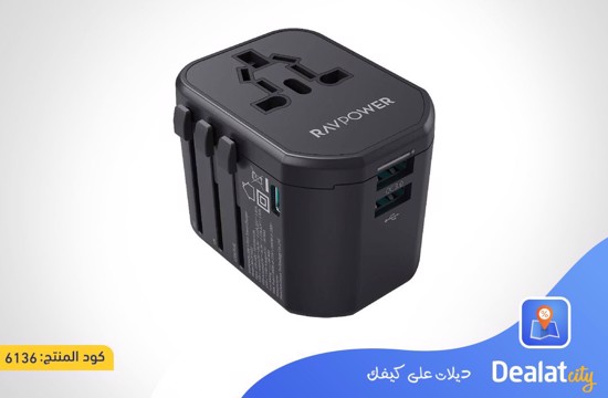 RAVPower RP-PC1033 20W Charger with Dual USB Ports, Type-C Port and Universal Power Adapter