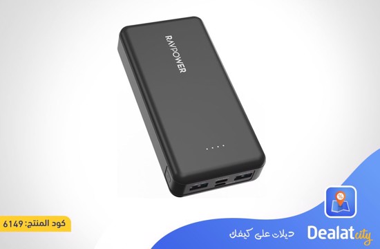 RAVPower RP-PB1216 Power Bank with 4 Ports, 15W PD Power, 20000mAh Capacity