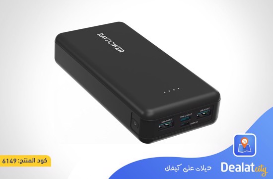 RAVPower RP-PB1216 Power Bank with 4 Ports, 15W PD Power, 20000mAh Capacity