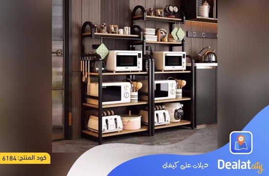 multi-layer kitchen storage rack with wooden shelves -dealatcity store