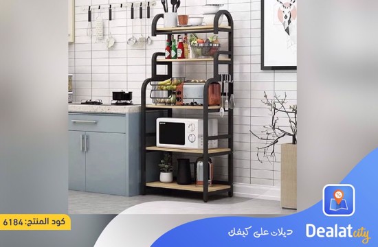 multi-layer kitchen storage rack with wooden shelves -dealatcity store