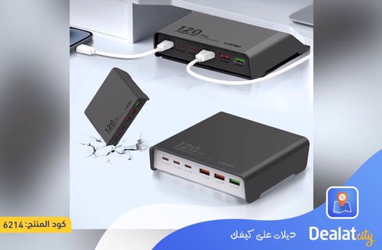 LDNIO Charging Hub with 3 Type-C Ports and 3 USB-A Ports 120W 1.5m Length