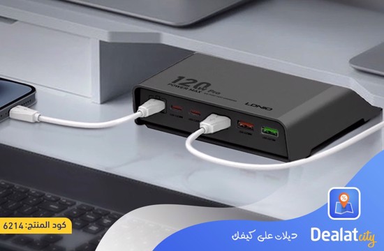 LDNIO Charging Hub with 3 Type-C Ports and 3 USB-A Ports 120W 1.5m Length