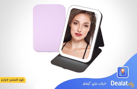 Lighted Makeup Mirror with Folding Lid 3 Color Modes-dealatcity store