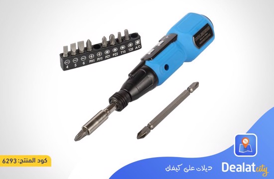 9x1 Cordless Screwdriver with Interchangeable Heads, Rechargeable and 900mAh Battery