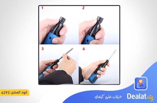 9x1 Cordless Screwdriver with Interchangeable Heads, Rechargeable and 900mAh Battery