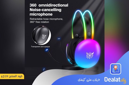 ONIKUMA Cat Ear Gaming Headset with RGB Lights with High-definition Sound and HD Microphone