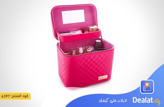 Makeup Case with Mirror and Foldable Inner Drawer Suitable for All Cosmetics