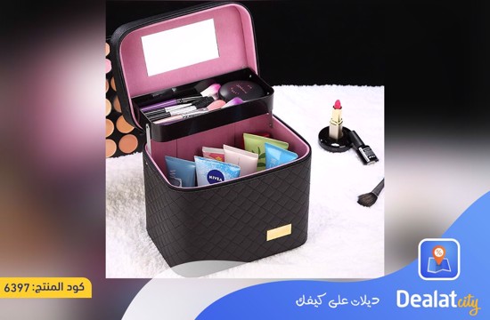 Makeup Case with Mirror and Foldable Inner Drawer Suitable for All Cosmetics