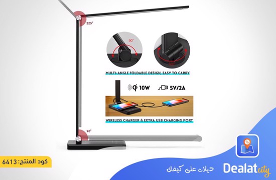 2-in-1 Wireless Charger & LED Desk Lamp 10 Modes & 5 Colors Foldable with Touch Control & Timer