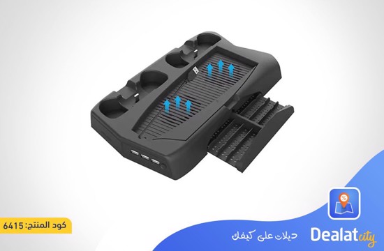 Vertical Charging Station with Cooling Fan for PS5 Dual Charging and Full Control with Effective Cooling and 3 Extra USB Ports