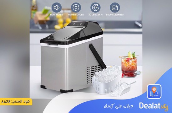 Portable Ice Maker 1.5L Capacity with Handle and Transparent Lid Produces 15kg Every 24 Hours	