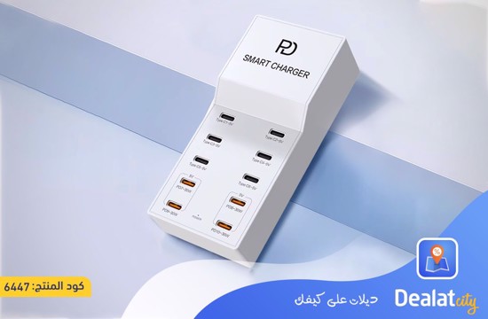 T8+ Smart Charger 10X1 Multi-Port PD+Type C 72W Fast Charging Support