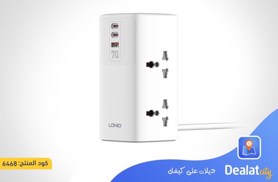 LDNIO SC4383 2500W Tower Extension Power with 4 Triple Sockets, USB Port and 2 Type-C Ports