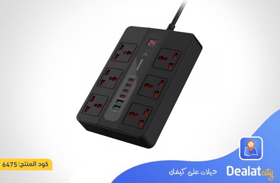 Porodo 2 USB-A Ports, 4 USB-C Ports, 6 Power Outlets 3000W- dealatcity store